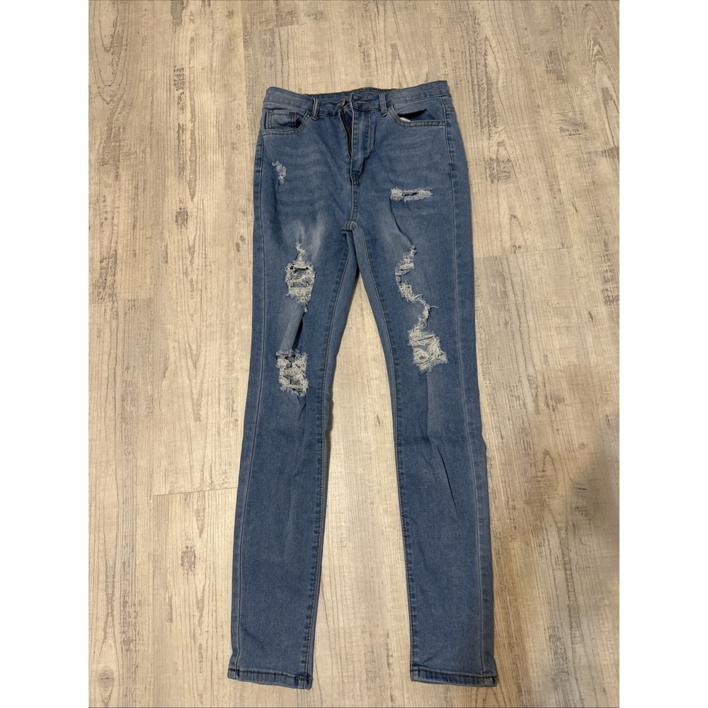 Shein Skinny Jeans S Small Distressed Denim Stretch Blue Women